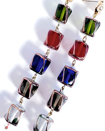 Pendientes largos Aura de cristales de colores