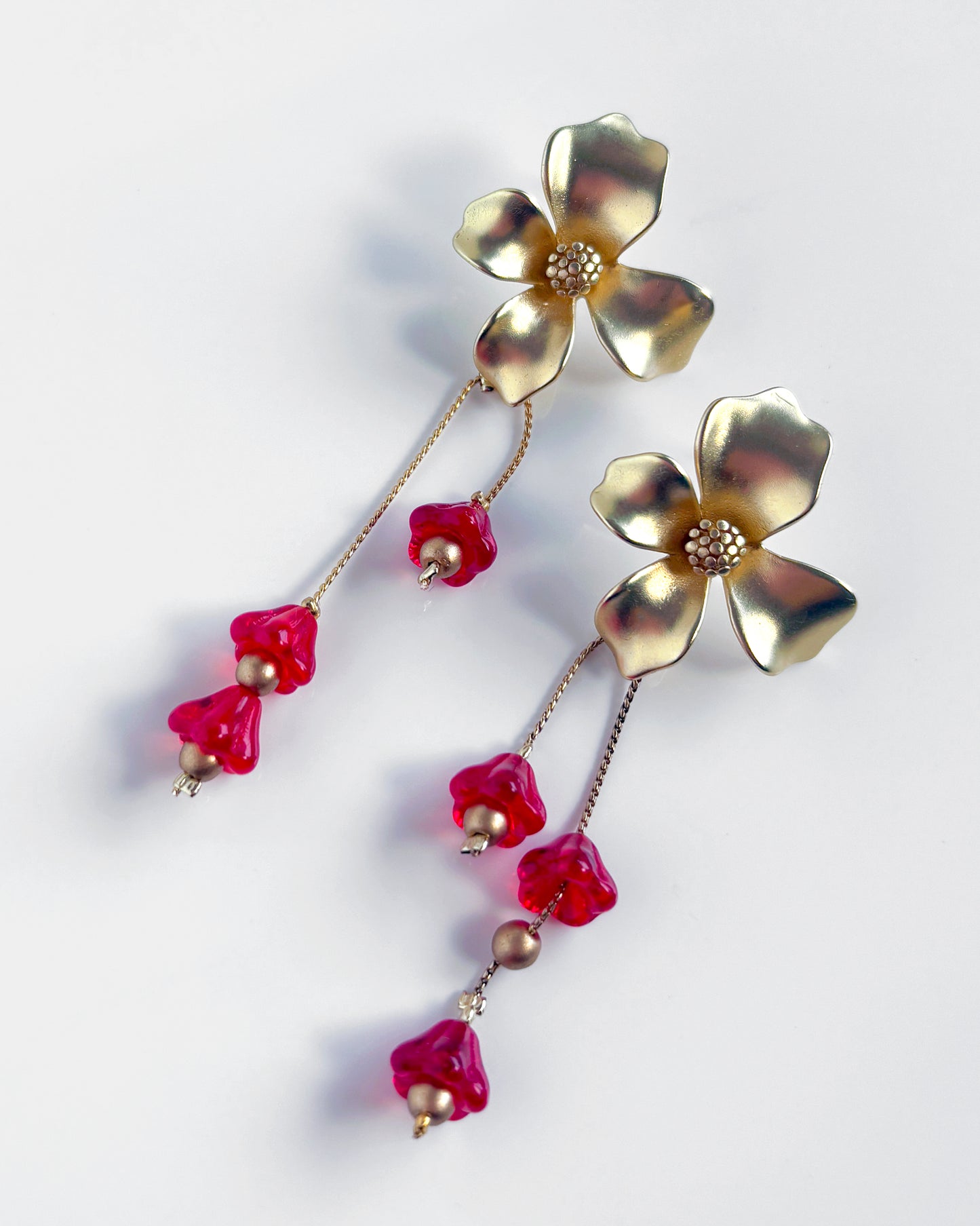 Pendientes Flor cristales rojos