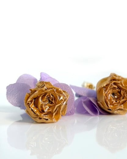 Pendientes Flor natural cristales Lila