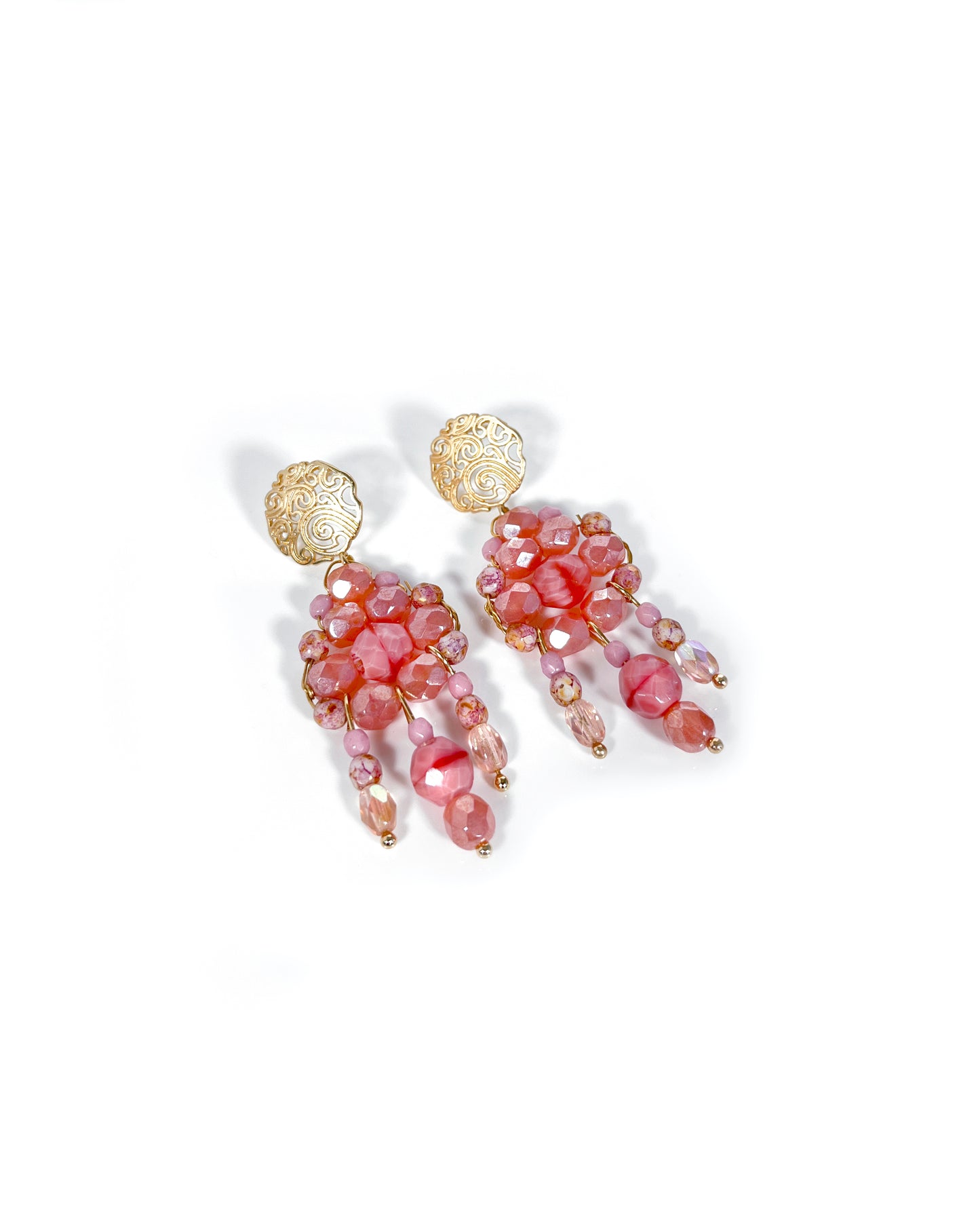 Pendientes TRIANA con cristales rosados