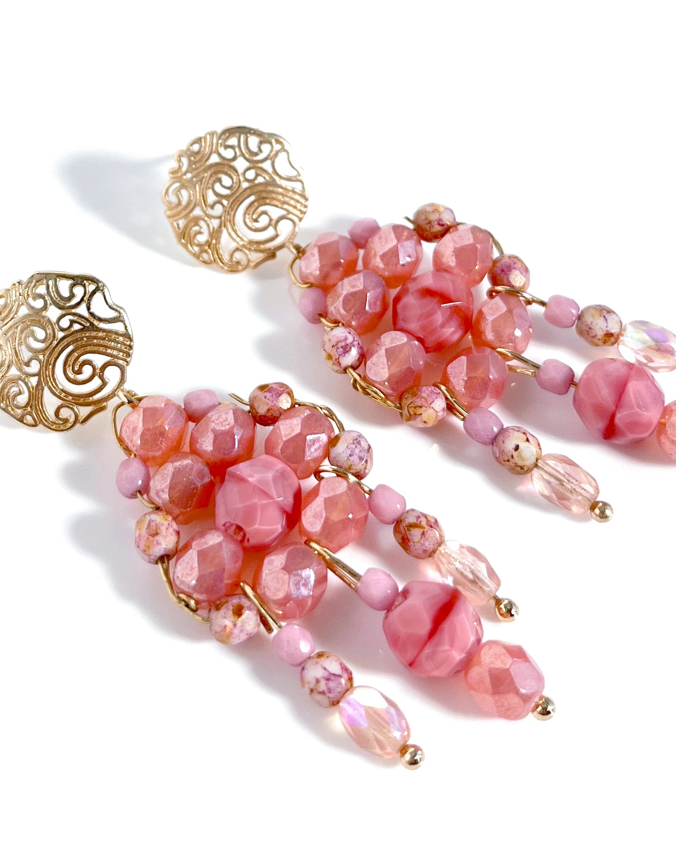 Pendientes TRIANA con cristales rosados