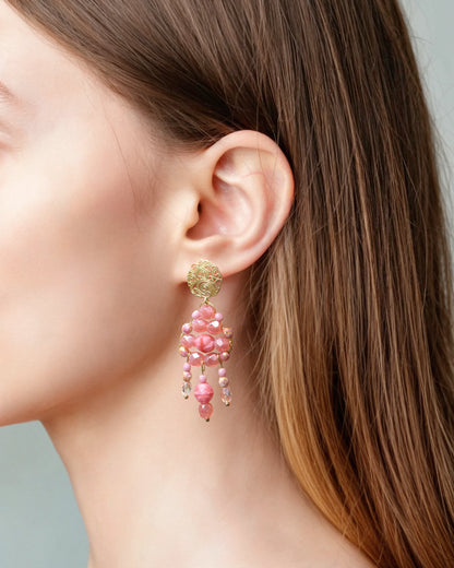 Pendientes TRIANA con cristales rosados