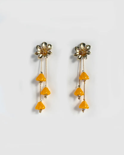 Pendientes Flor cristales amarillo mostaza