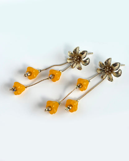 Pendientes Flor cristales amarillo mostaza