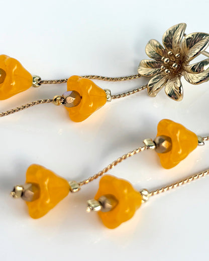 Pendientes Flor cristales amarillo mostaza