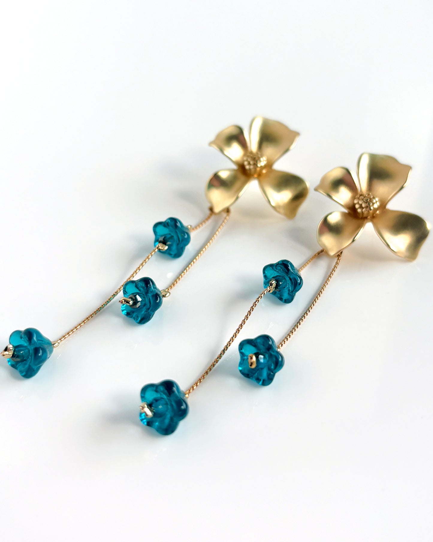 Pendientes Flor cristales azules
