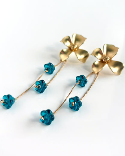 Pendientes Flor cristales azules