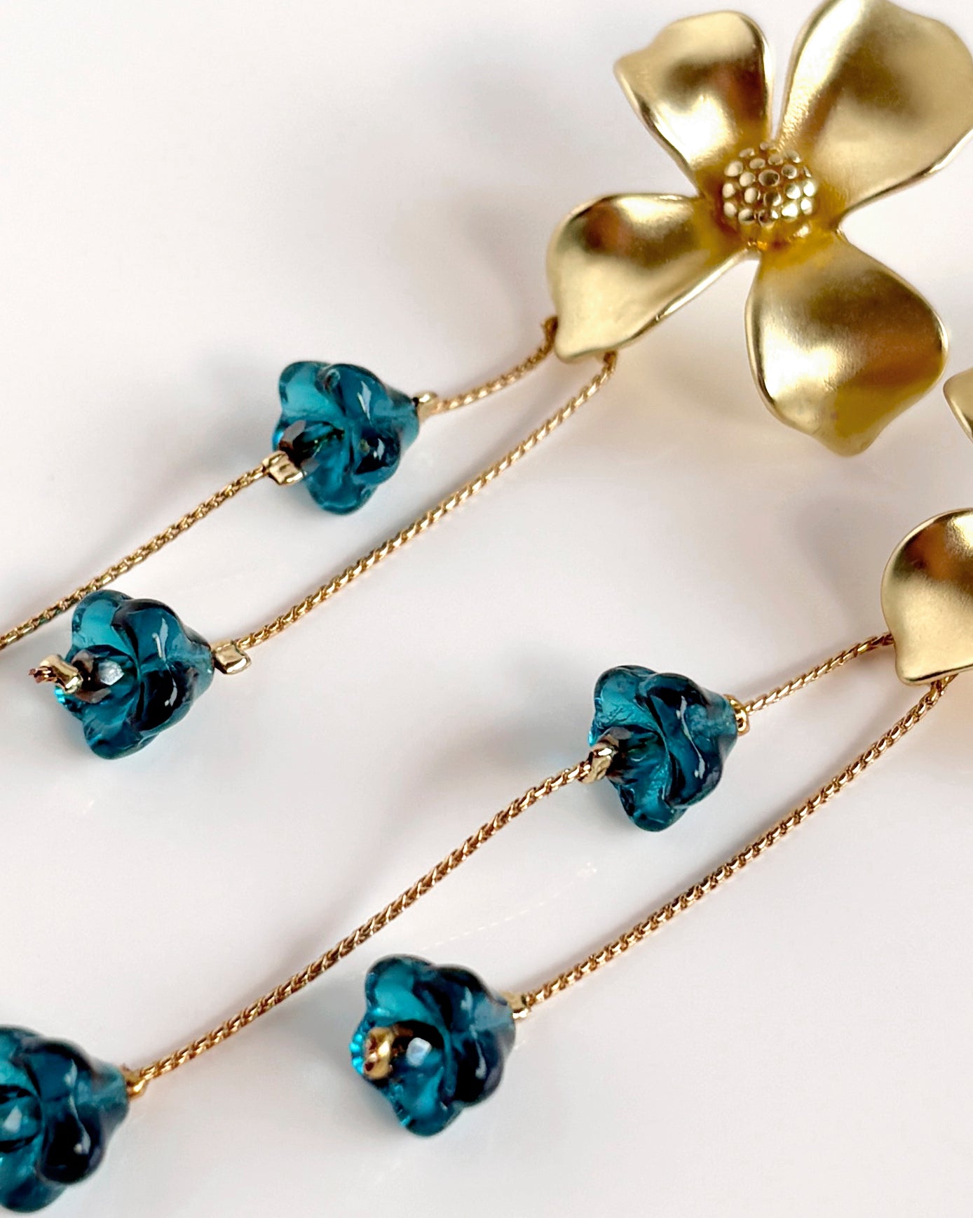 Pendientes Flor cristales azules