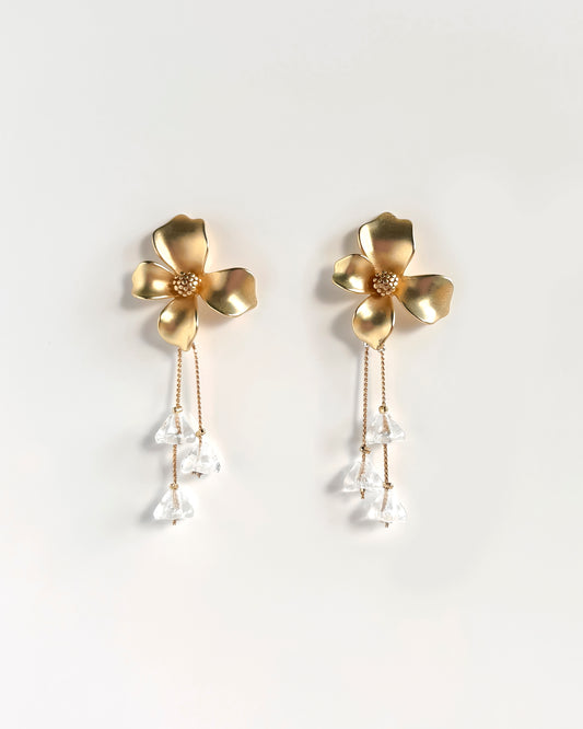 Pendientes Flor cristales transparentes