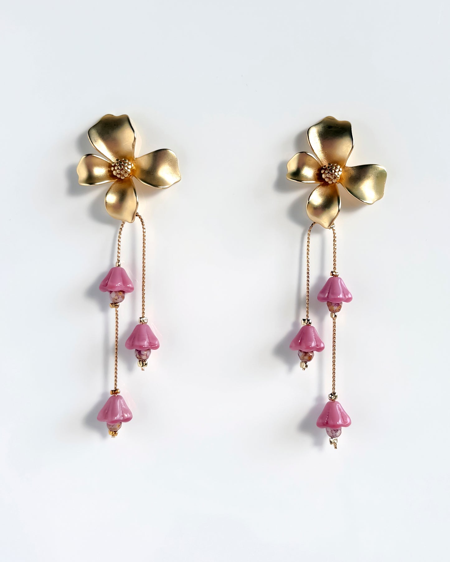 Pendientes Flor cristales rosa suave