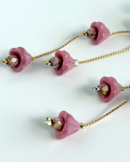 Pendientes Flor cristales rosa suave