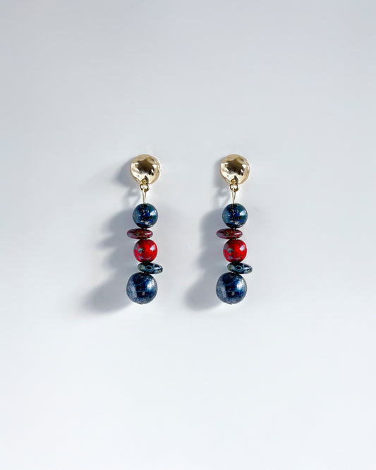 Pendientes vidrio azul y rojo colección CALA TERRA