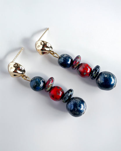 Pendientes vidrio azul y rojo colección CALA TERRA