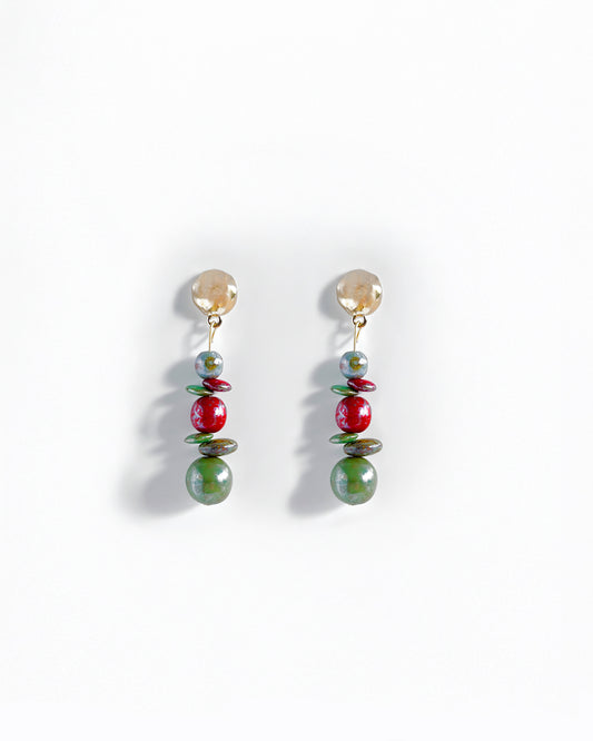 Pendientes vidrio verde agua y rojo colección CALA TERRA