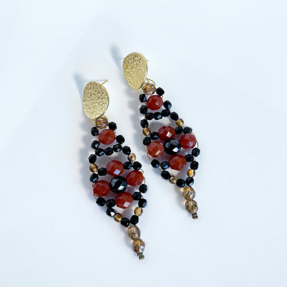 ROMBO earrings with brown and black crystals