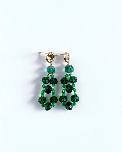 CALA earrings with green crystals