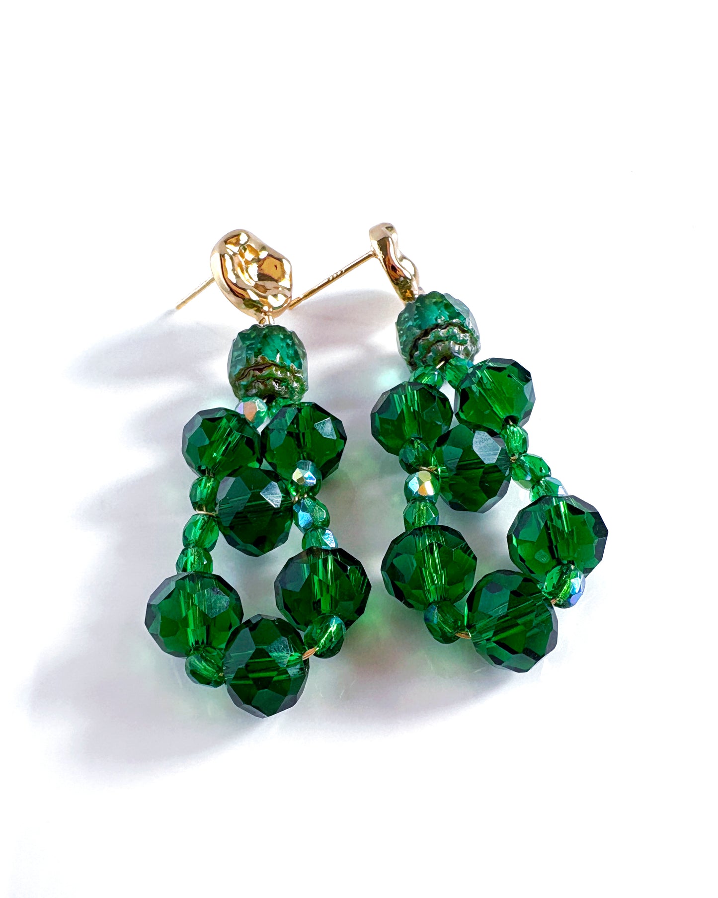 CALA earrings with green crystals