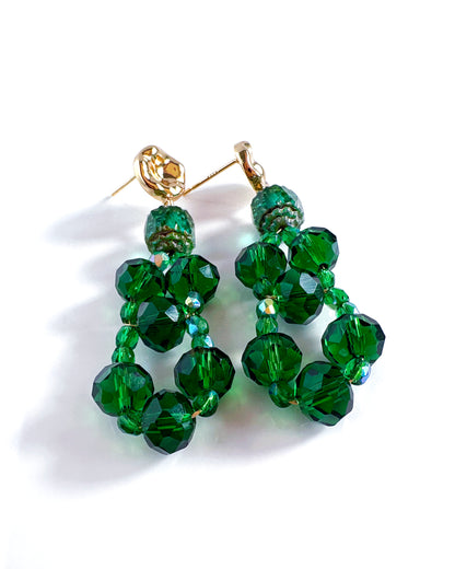 CALA earrings with green crystals