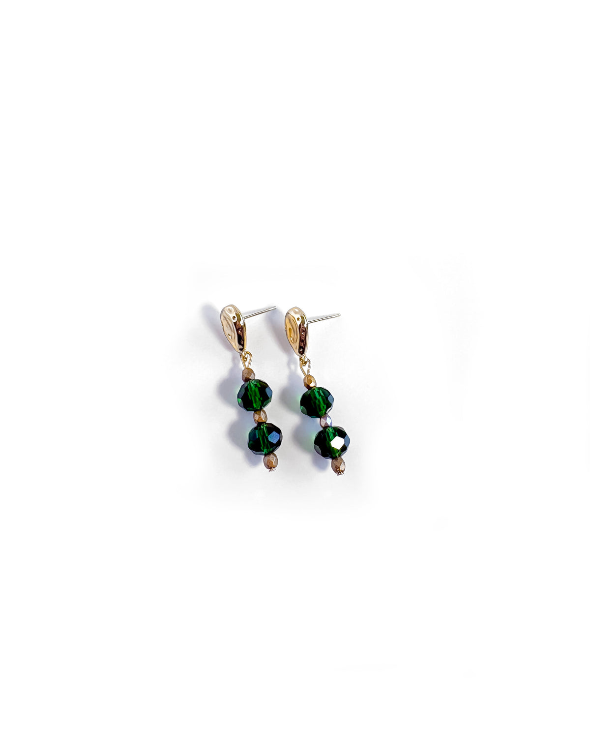Pendientes Mónaco de cristal de Bohemia verde esmeralda facetado de 4 cm