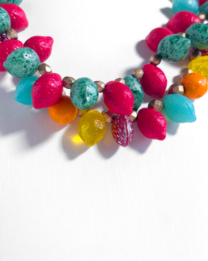 Boho Fruit Necklace with Multicolor Crystals