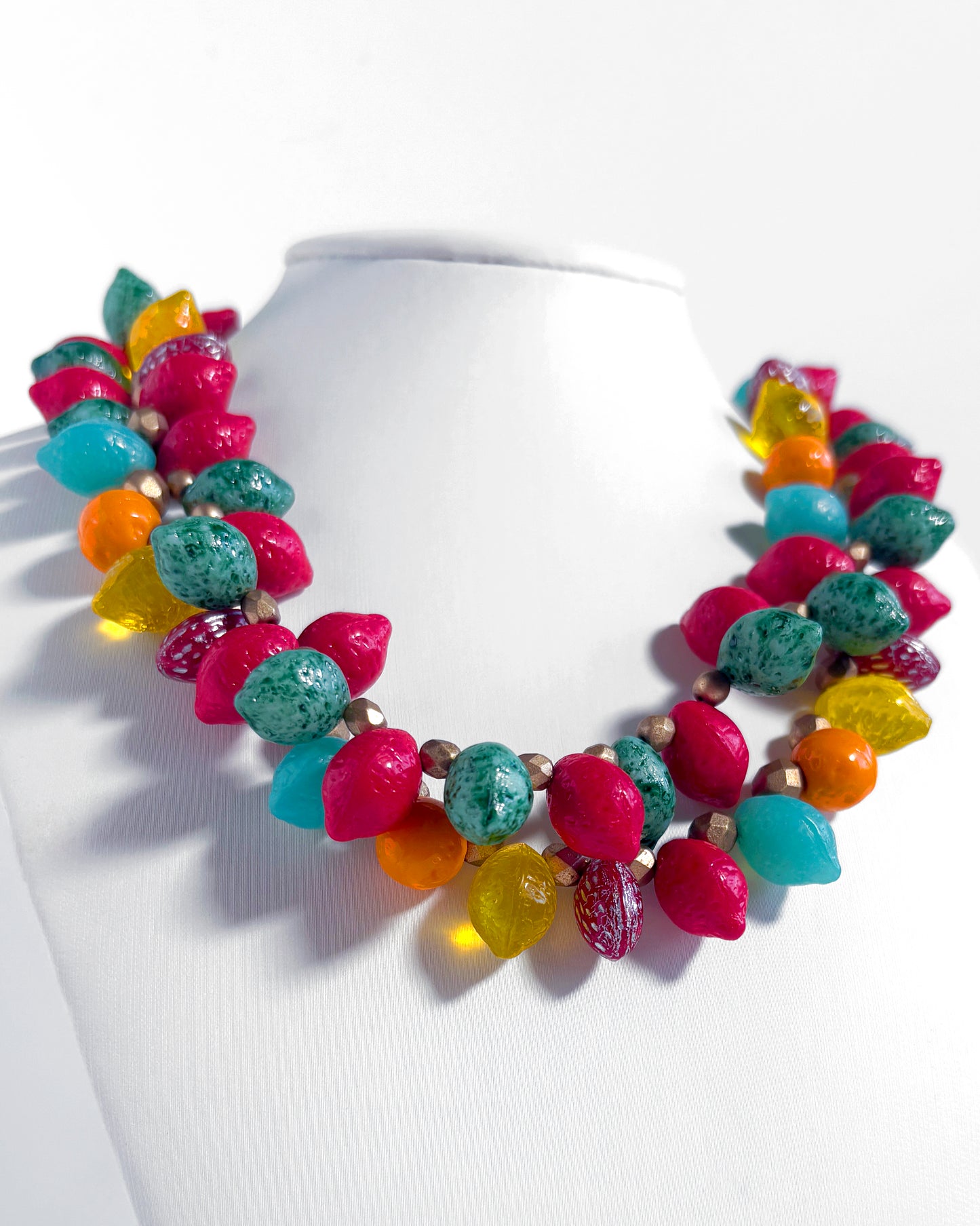 Boho Fruit Necklace with Multicolor Crystals