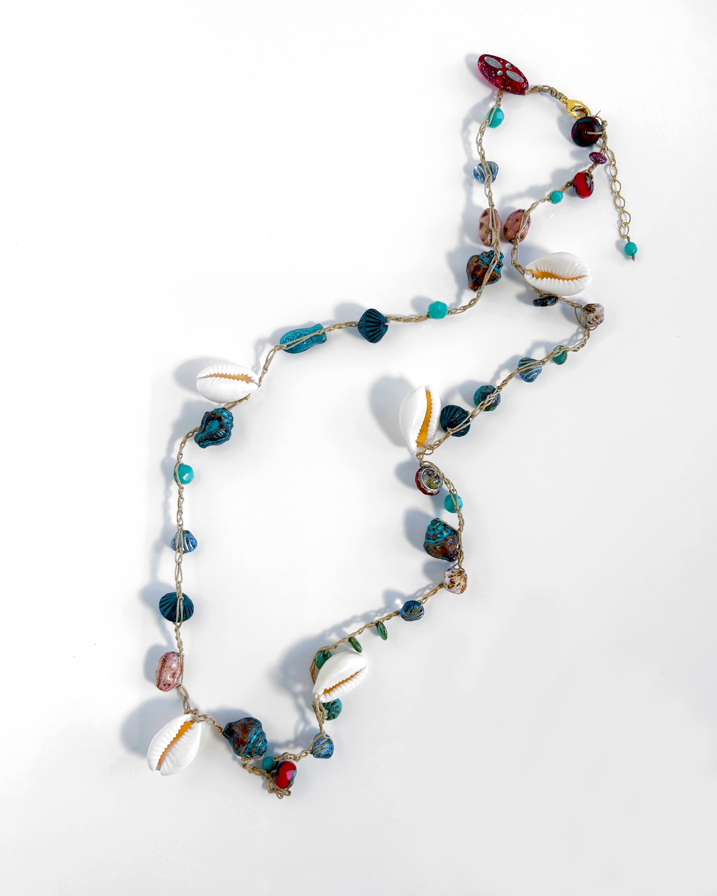 Long crochet necklace with sea crystals