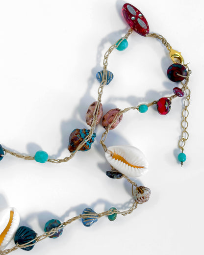 Long crochet necklace with sea crystals
