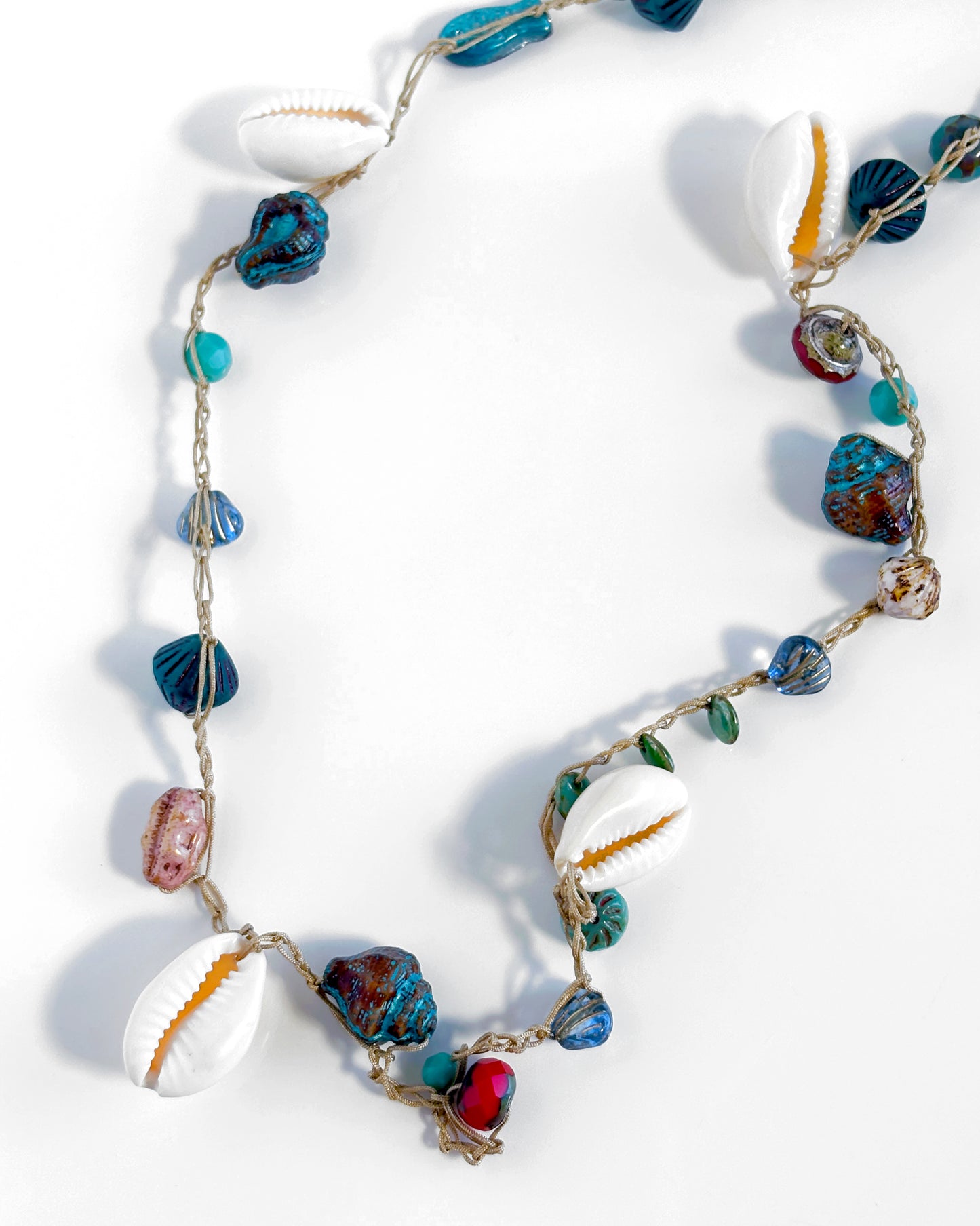 Long crochet necklace with sea crystals