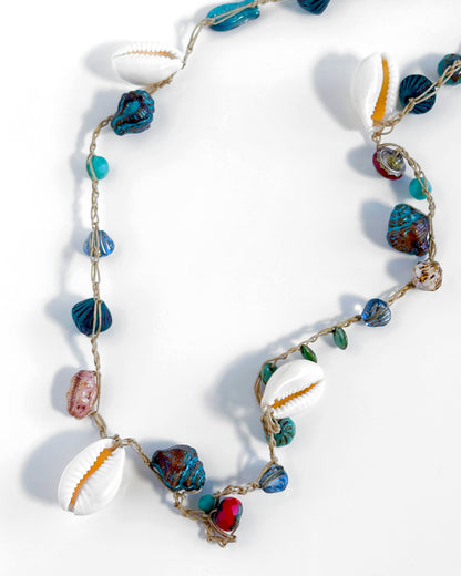 Long crochet necklace with sea crystals