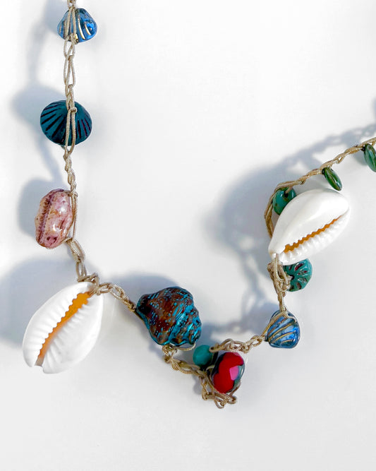 Collar largo crochet cristales marinos