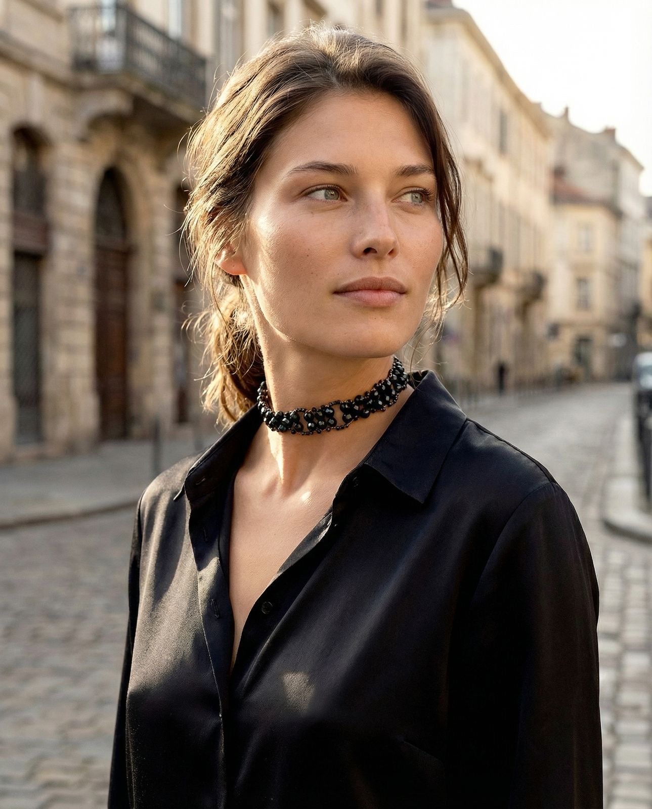 Choker de cristales negros brillo