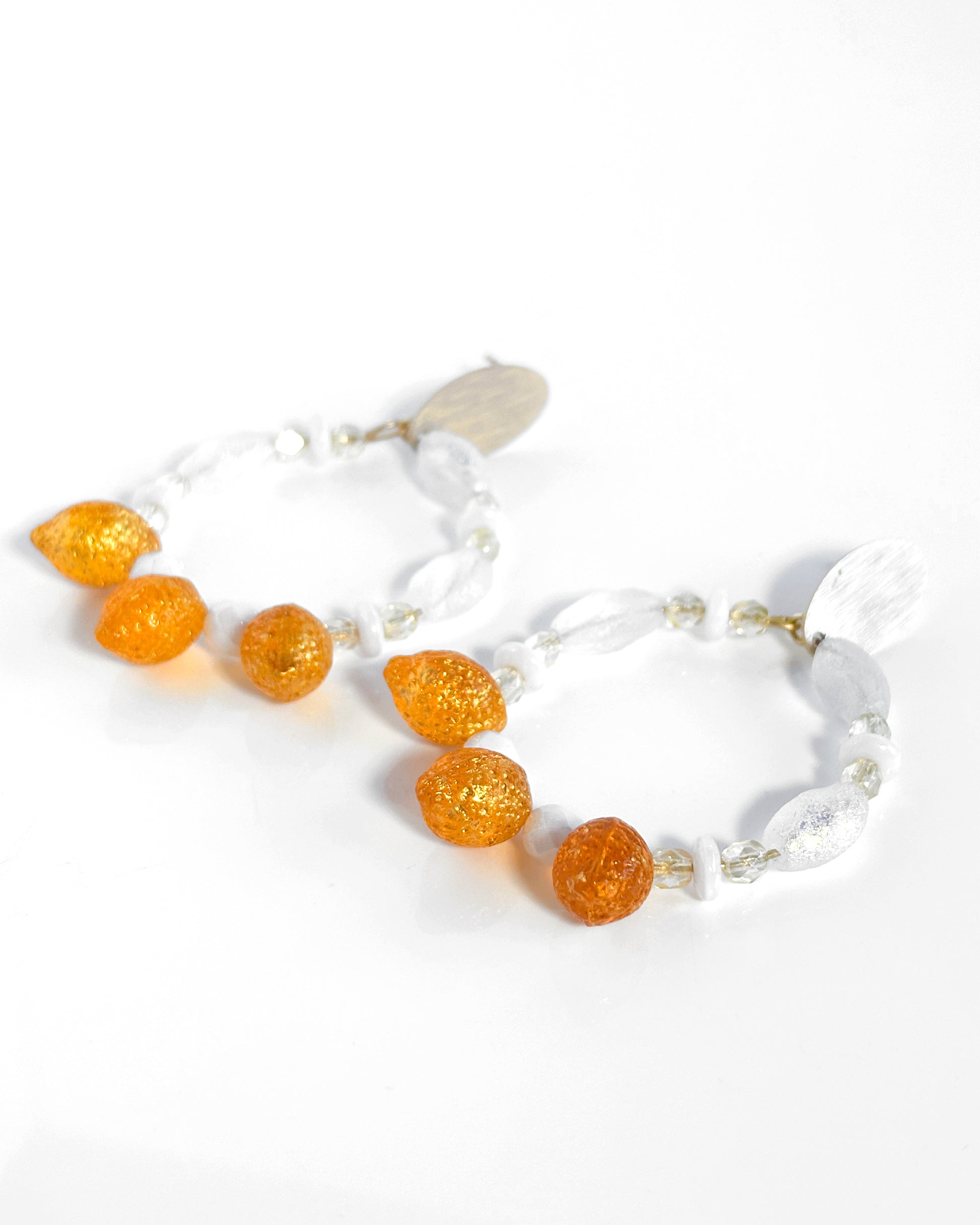 pendientes aro grandes con cristales de bohemia limon y transparentes