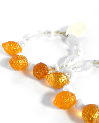 Large hoop earrings with lemon and clear Bohemian crystals