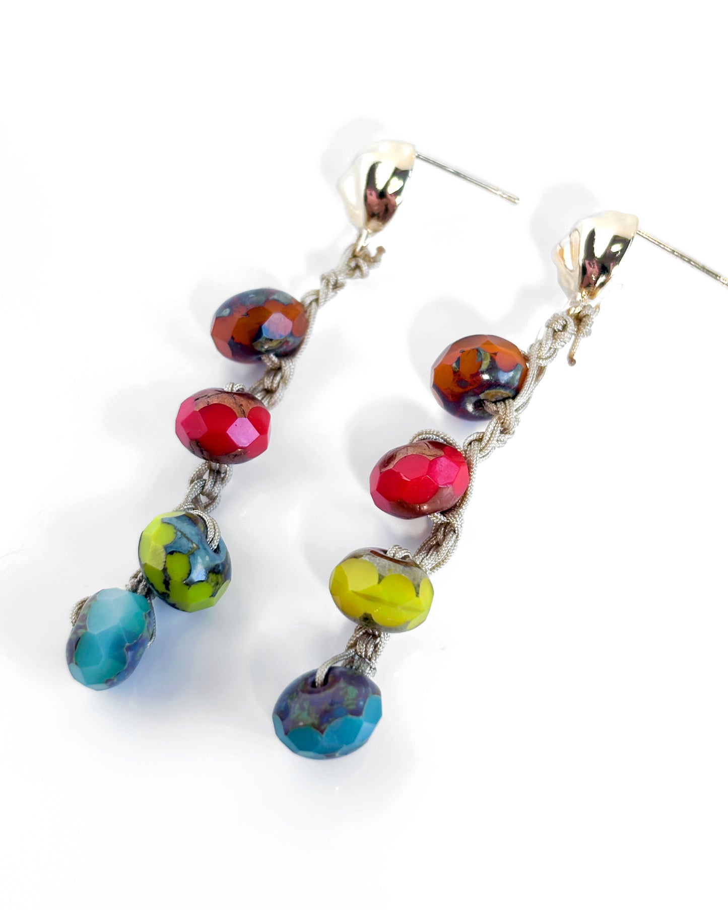 Boho style multicolor Bohemian crystal crochet earrings