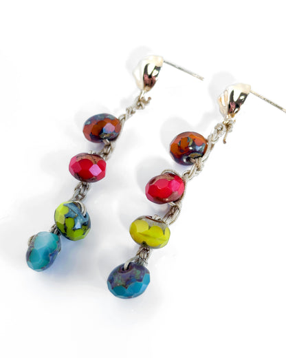 Boho style multicolor Bohemian crystal crochet earrings
