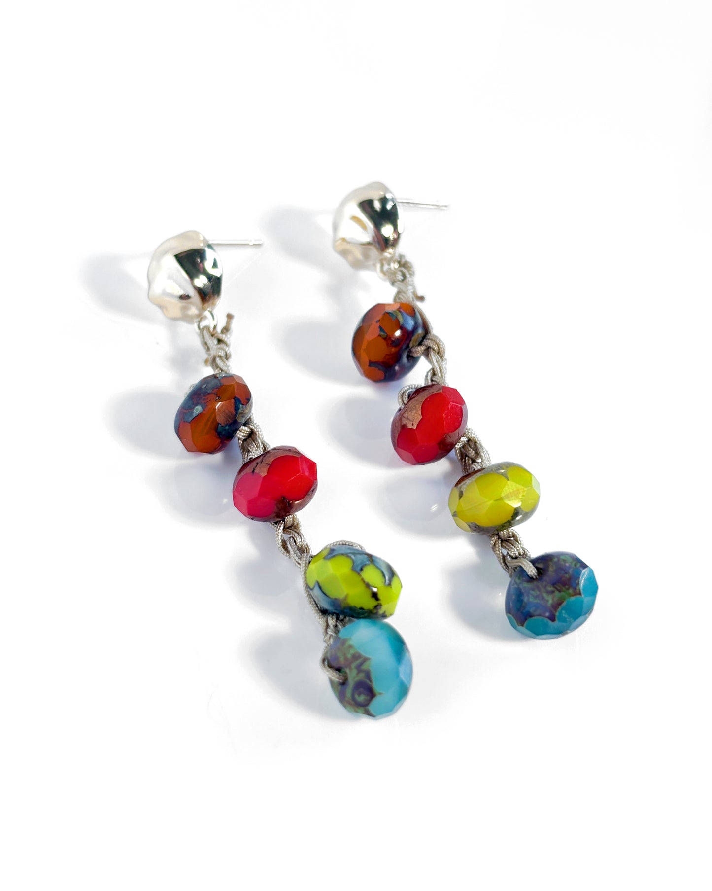 Boho style multicolor Bohemian crystal crochet earrings