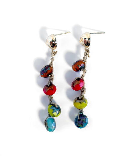 Boho style multicolor Bohemian crystal crochet earrings